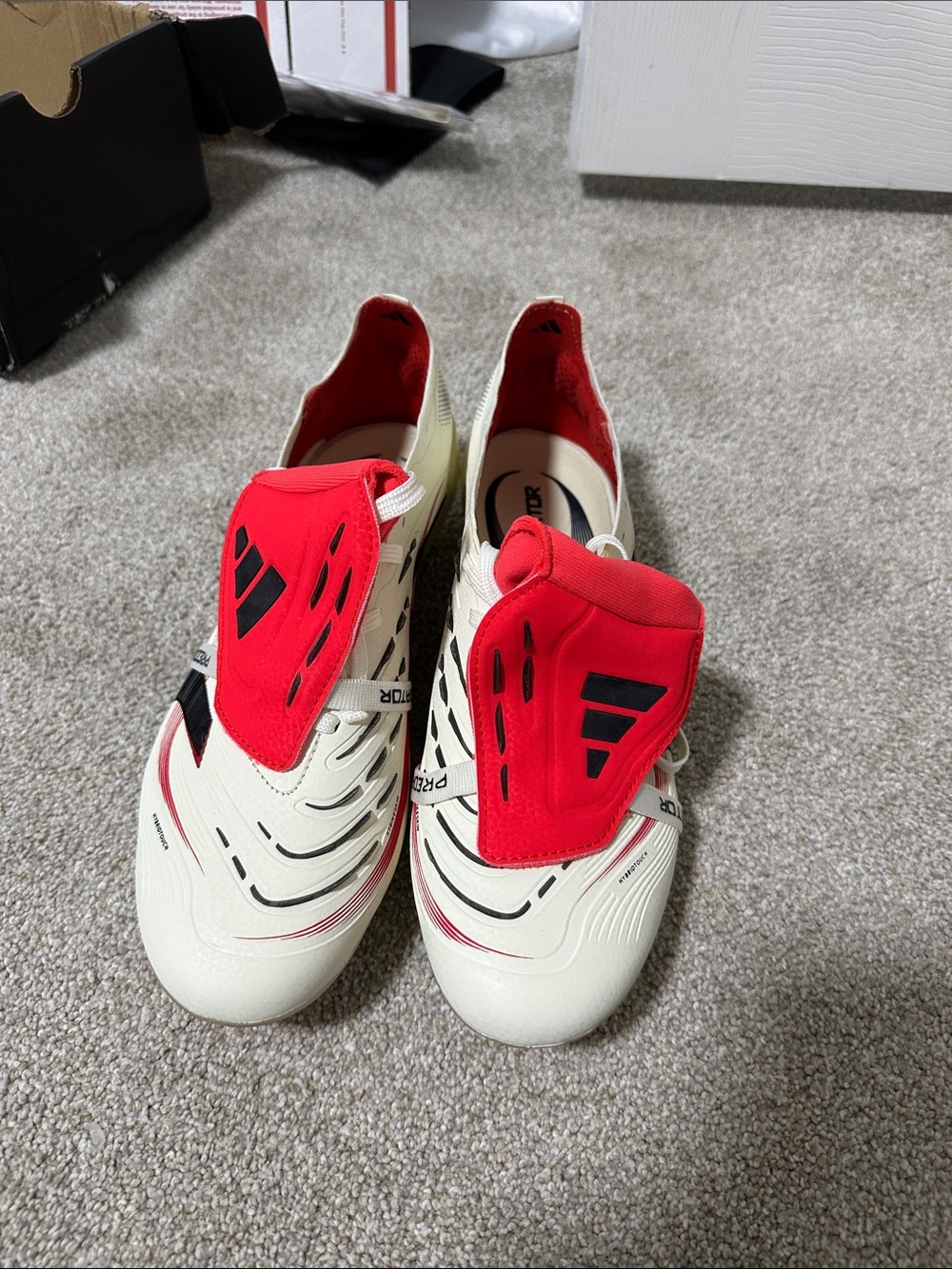 adidas Kids Soccer Shoes in White and Red